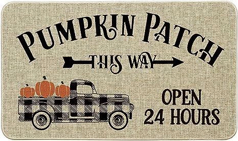 Artoid Mode Pumpkin Patch Watercolor Buffalo Plaid Truck Decorative Doormat, Seasonal Fall Harves... | Amazon (US)