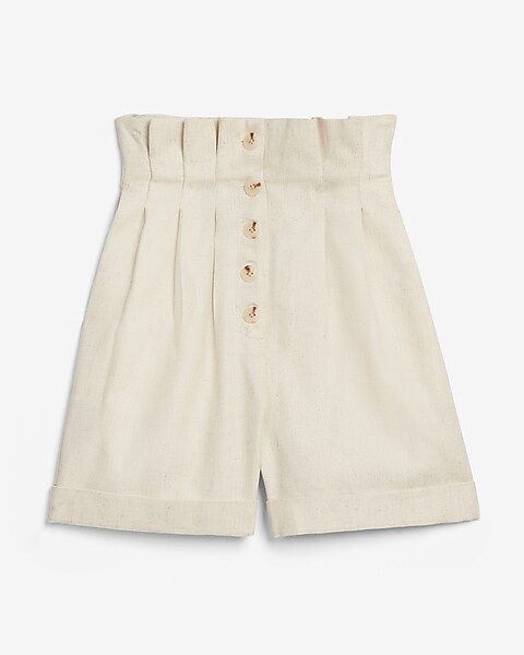 Super High Waisted Pleated Button Fly Shorts | Express