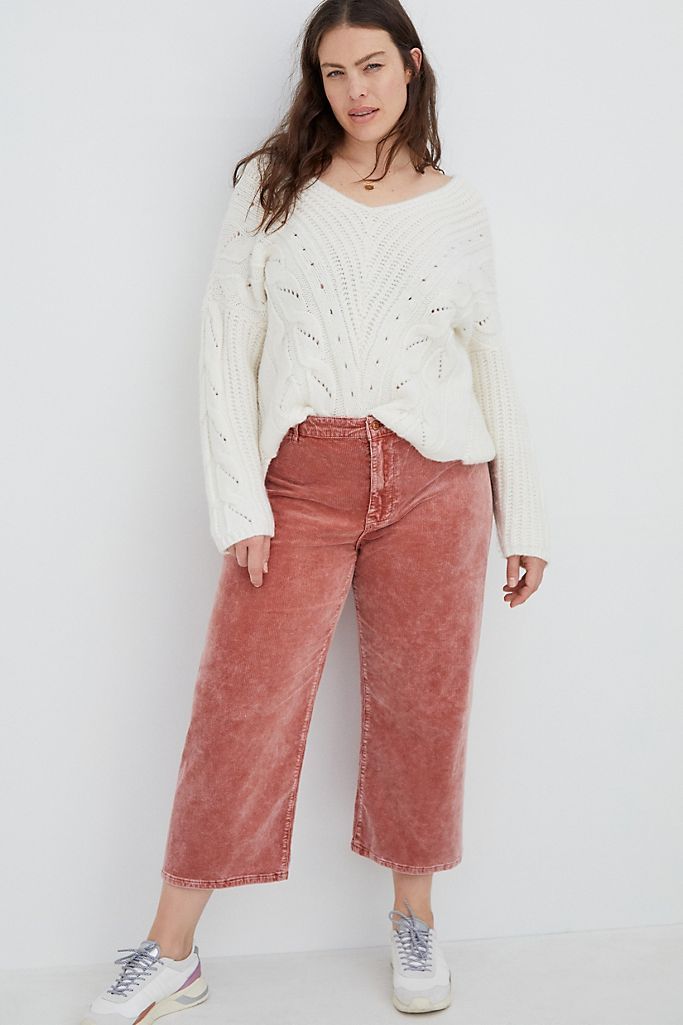 Pilcro Ultra High-Rise Cropped Wide-Leg Corduroy Pants | Anthropologie (US)