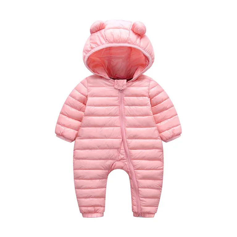Beiwei Baby Loose Solid Color Puffer Jumpsuit One Piece Zip Down Bodysuit Hooded Party Playsuit P... | Walmart (US)
