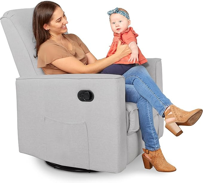 Evolur Raleigh Upholstered Plush Seating Glider Swivel, Recliner, Glider For Nursery In Misty Gre... | Amazon (US)