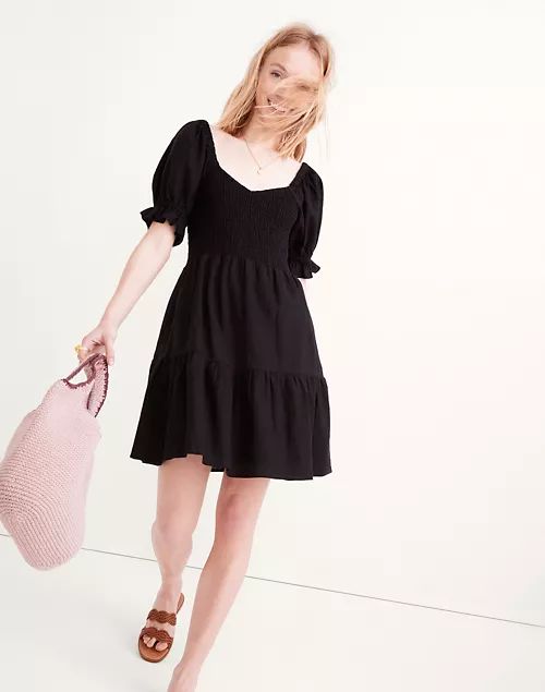 Linen-Blend Lucie Smocked Mini Dress | Madewell