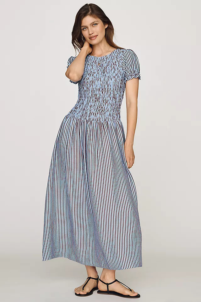 Margie Smocked Stripe Midi Dress | Anthropologie (US)
