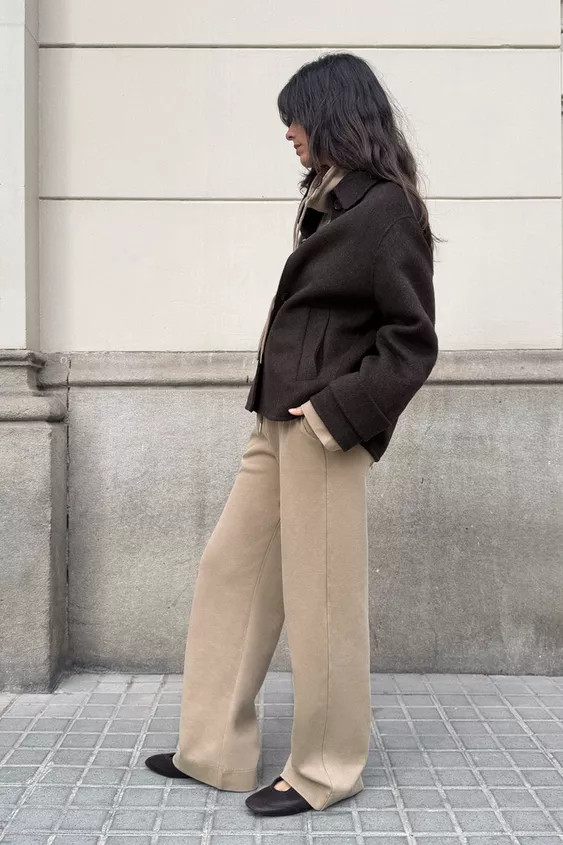 WASHED-EFFECT INTERLOCK TROUSERS | Zara UK