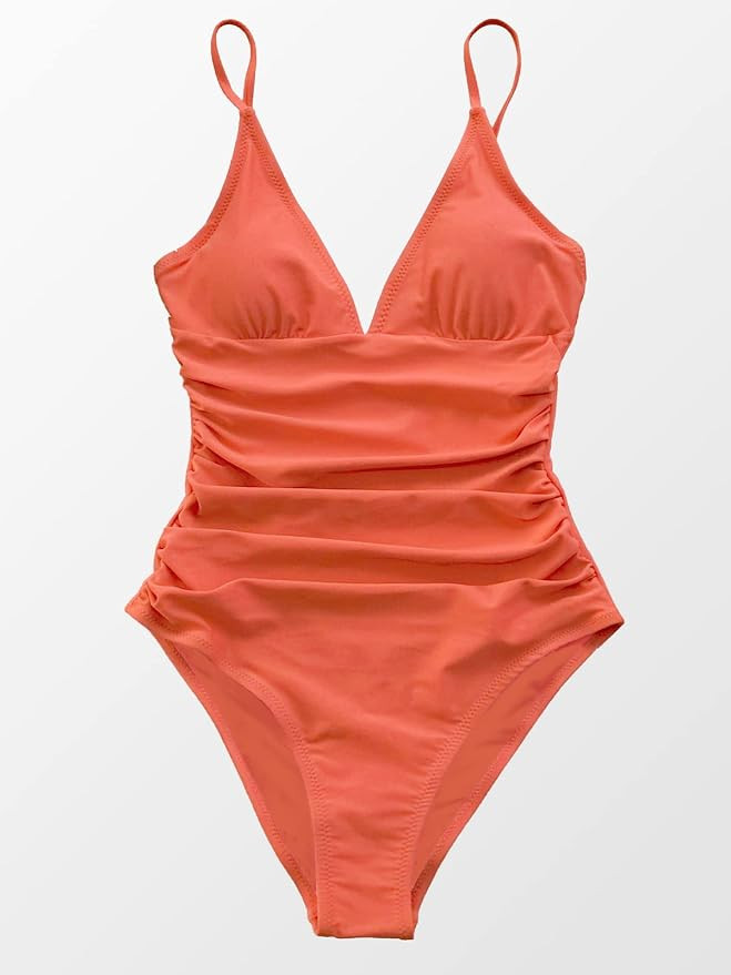 CUPSHE Women's One Piece Swimsuit Tummy Control V Neck Bathing Suits | Amazon (US)