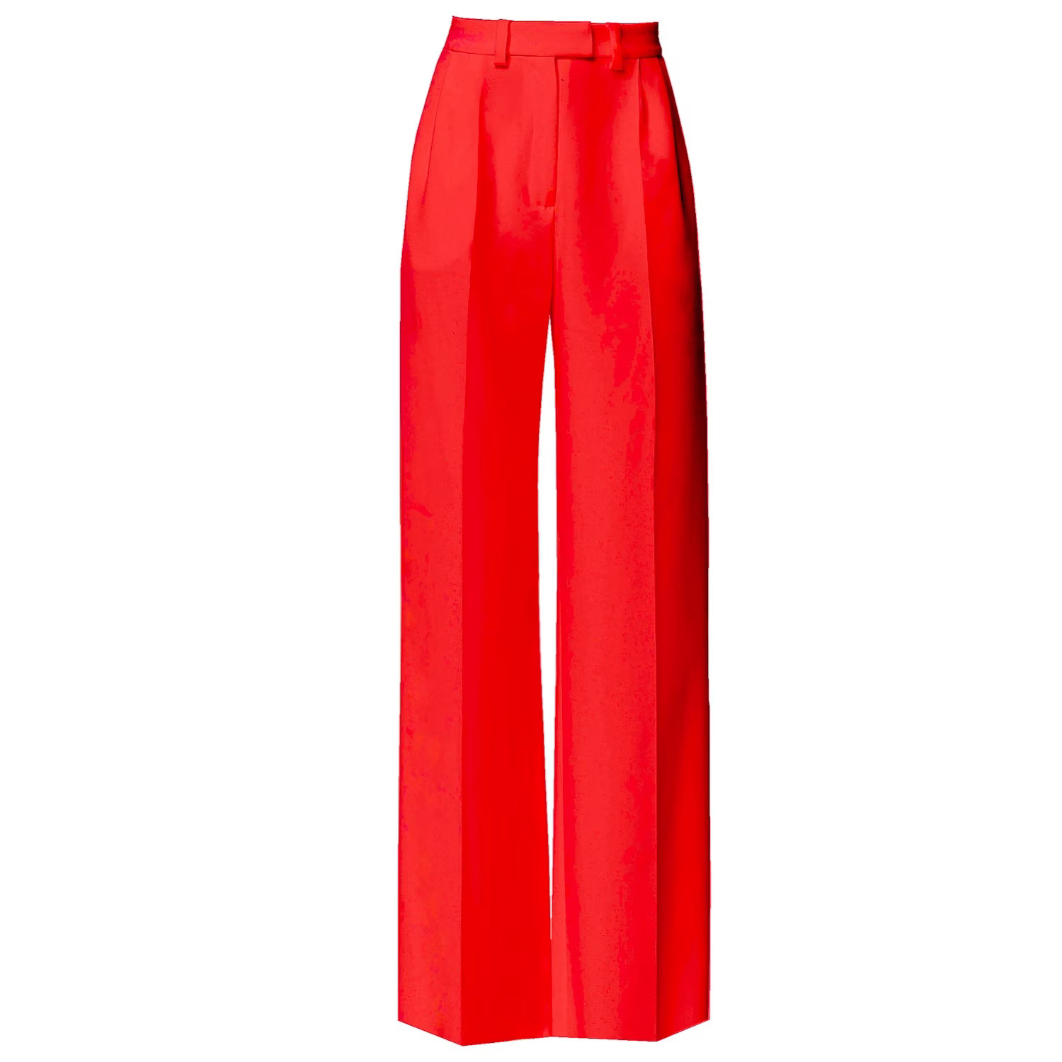 Red High-Waisted Wide-Leg Trousers Sanremo | Wolf & Badger