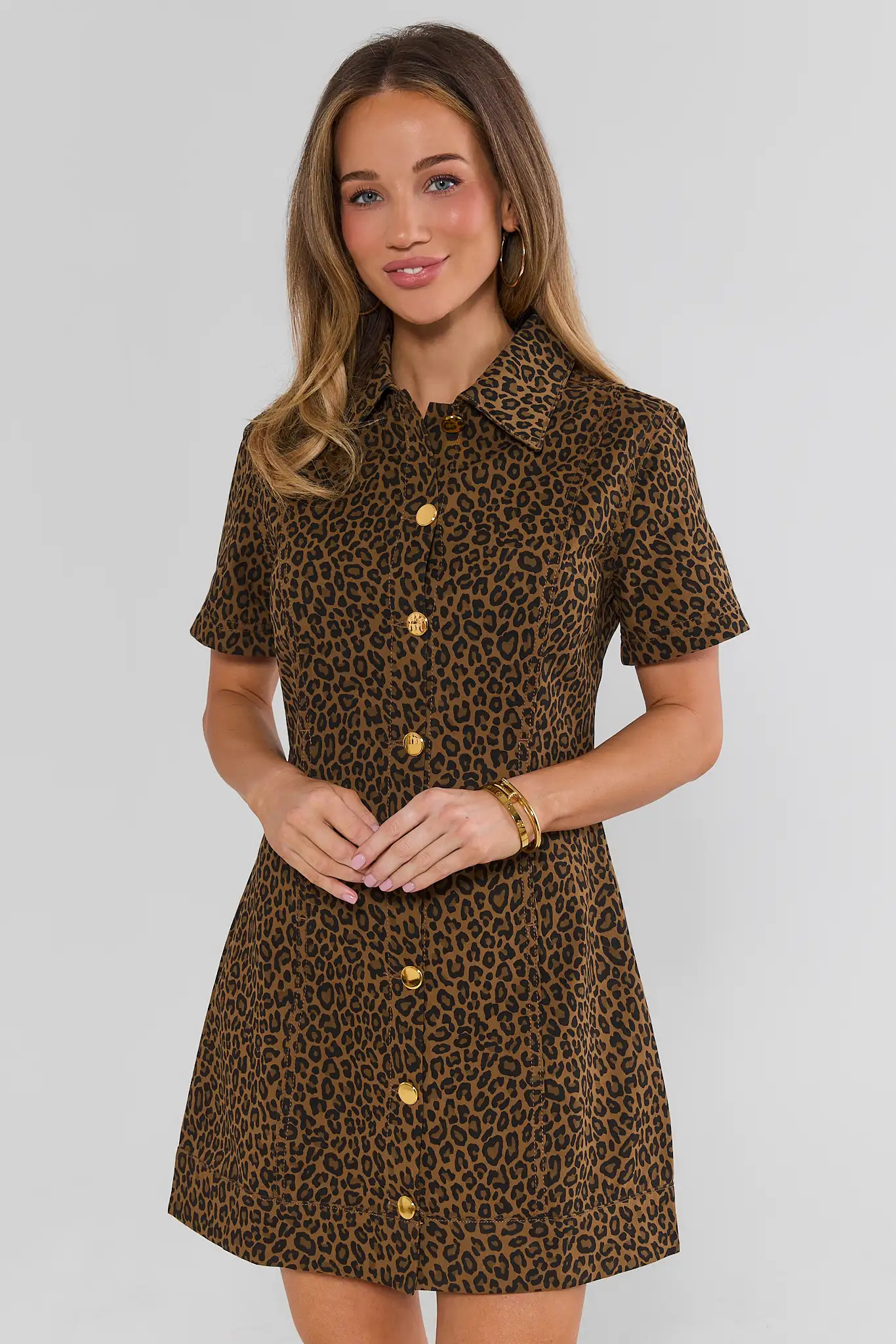 Leopard Print Button Up Mini Dress | Avara