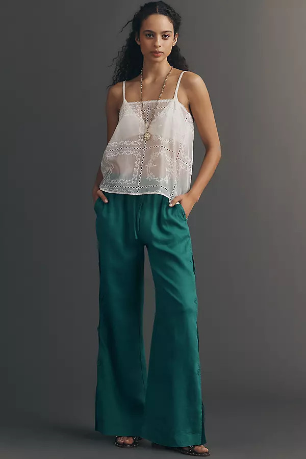 The Brooklin Wavy Linen Wide-Leg Pants by Maeve | Anthropologie (US)