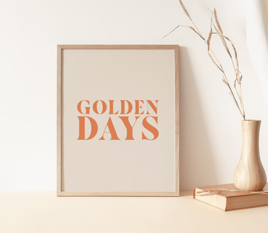 Golden Days Print, Retro Decor, Boho Print, Typography Quote, Retro Art Print, Typography Art, Bo... | Etsy (US)