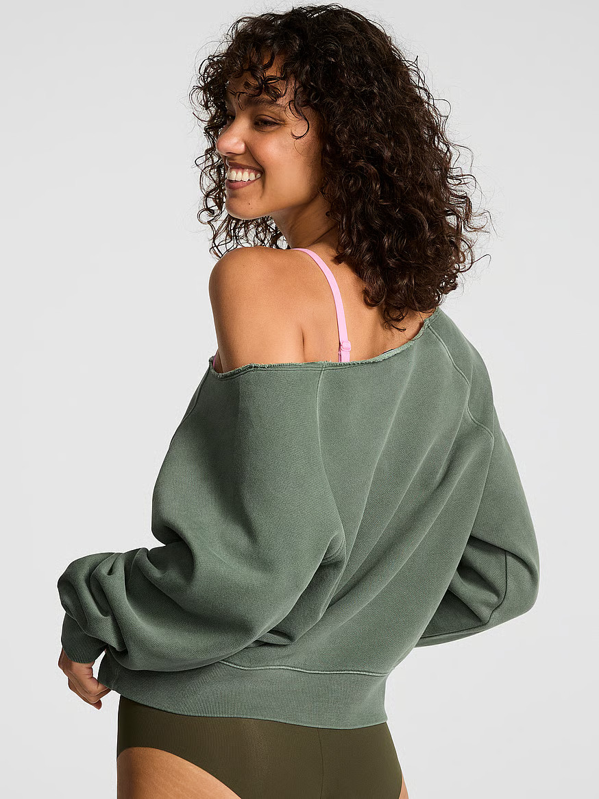 Buy Ivy Fleece Off-The-Shoulder Sweatshirt, Wild Thyme - Order Hoodies & Sweatshirts online - Vic... | Victoria's Secret (US / CA )