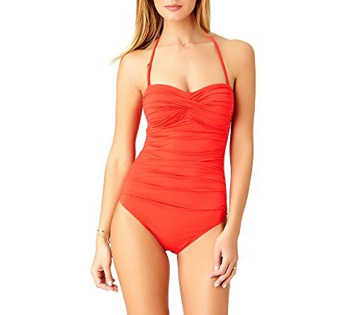 Anne Cole Women's Twist Front Shirred One Piece Swimsuit, Red, 6 | Amazon (US)