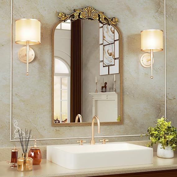 WEER Arendahl Traditional Arch Mirror, 20x32 Inch Gold Antique Mirror for Wall with Tempered Glas... | Amazon (US)