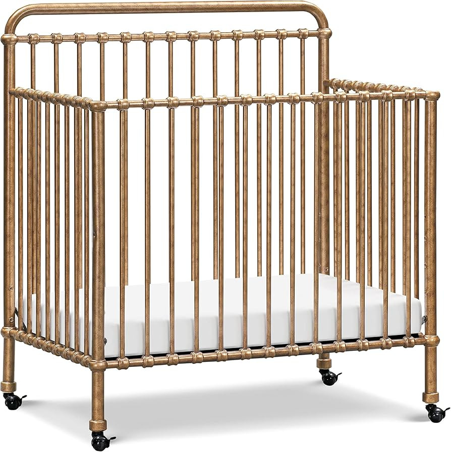 NAMESAKE Winston 4-in-1 Convertible Mini Metal Crib in Vintage Gold, Greenguard Gold Certified | Amazon (US)