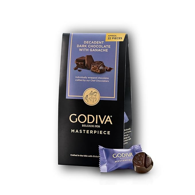 Godiva Masterpiece Dark Chocolate Bag, Individually Wrapped with Ganache Center, Gourmet Gift for... | Amazon (US)