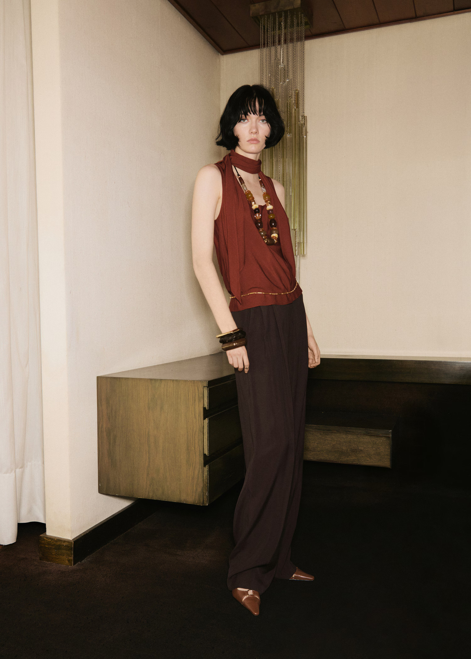 Blouse with foulard neckline - Women | MANGO USA | Mango (US/MX/AU)