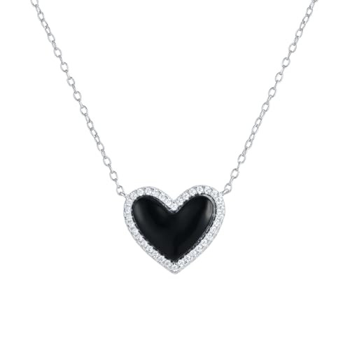 CAITLYNMINIMALIST 18K Gold Sterling Silver Small Heart Gemstone Pendant Necklace for Women Gift f... | Amazon (US)