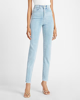 Super High Waisted Light Wash Slim Jeans | Express