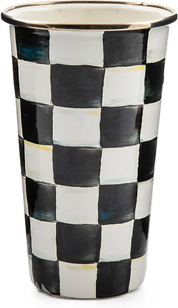 MACKENZIE-CHILDS Enamel Tumbler, Open Tumbler Cup, Cute Enamel Cup, 20 Ounces, Black-and-White Co... | Amazon (US)