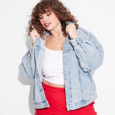 Women's Foundational Denim Oversized Trucker Jacket - Wild Fable™ | Target