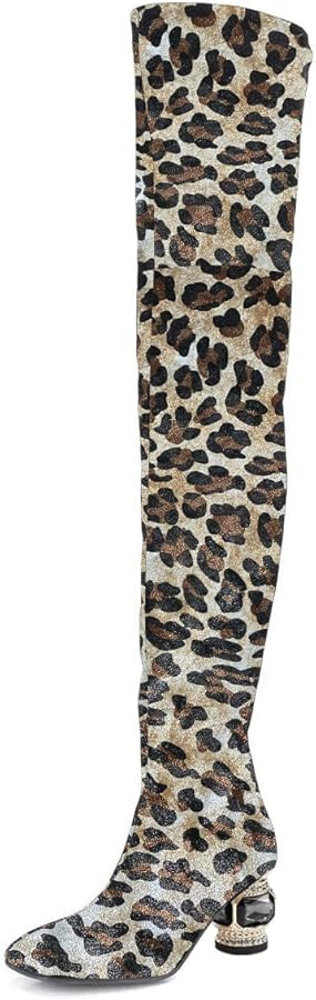 XYD Women Classic Over The Knee Thigh High Boots Square Closed Toe Chunky Block Low Heel Long Boo... | Amazon (US)