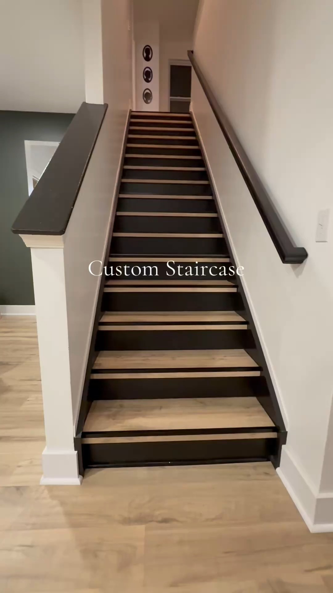 Custom stairs my husband built during our remodel. Mohawk Revwood Plus Castlebriar planks, aluminum edging and mdf risers.

#LTKWatchNow #LTKHome