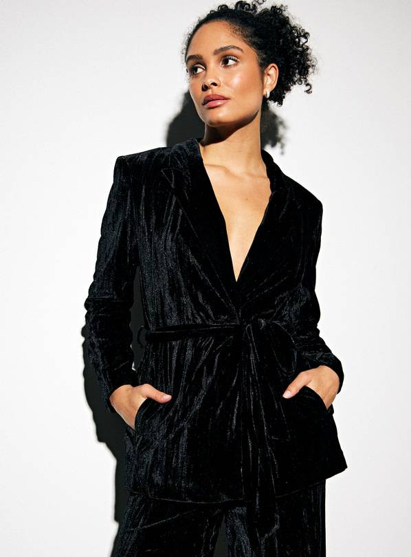 Black Crinkle Velvet Co-ord Blazer 8 | Tu Clothing
