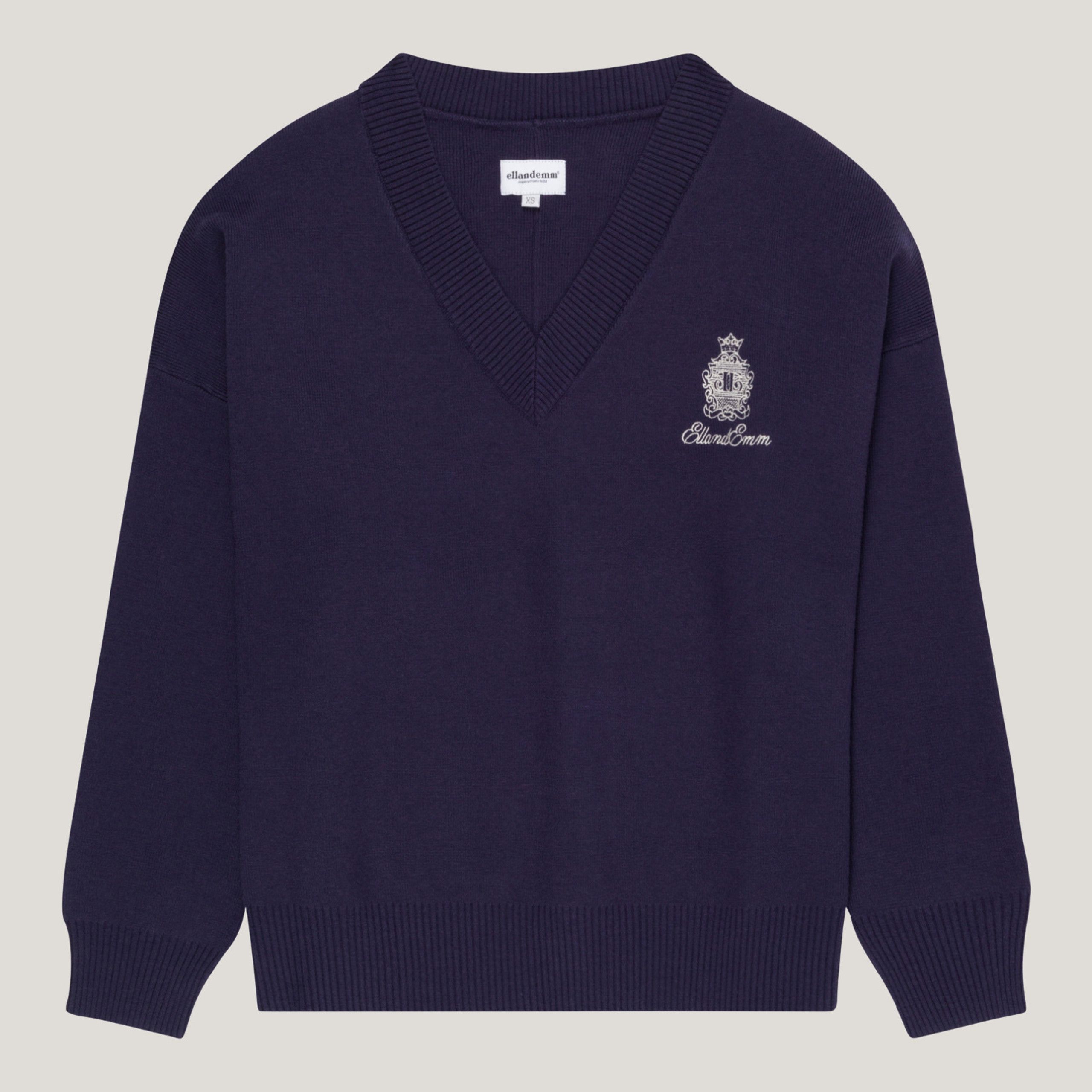 EE Classic V Neck Sweater - Navy | EllandEmm