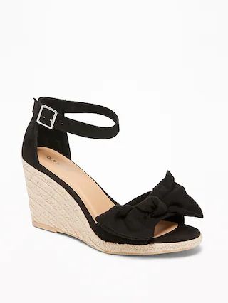 Sueded Bow-Tie Espadrille Wedges for Women | Old Navy US