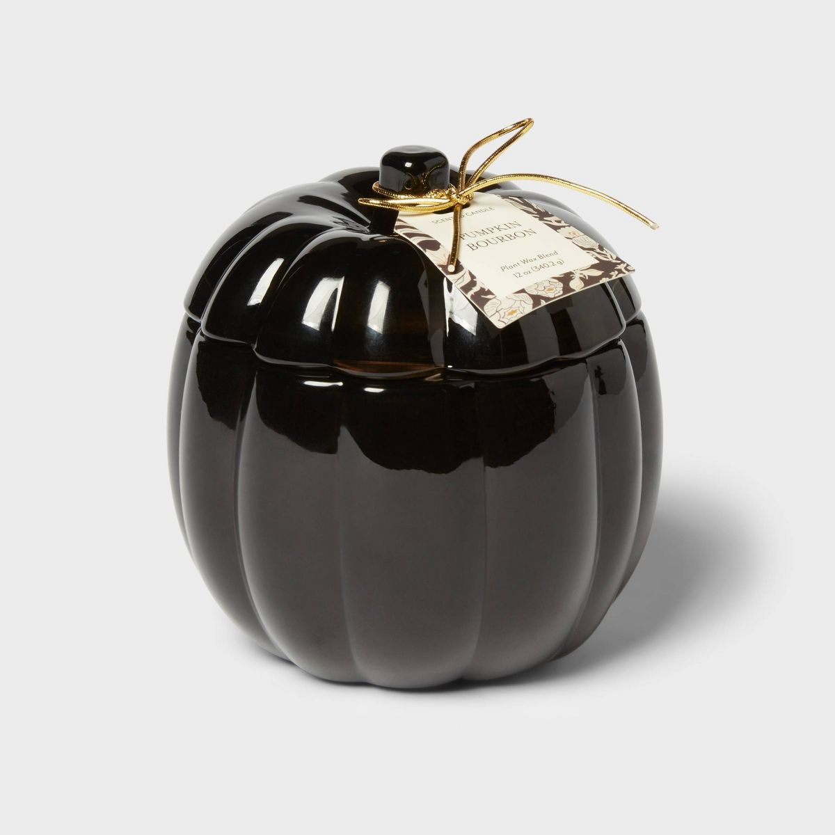 Glass Figural Pumpkin Bourbon Candle Black - Threshold™ | Target