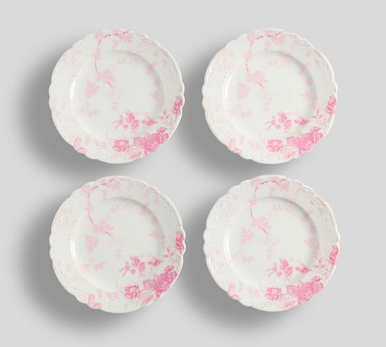 LoveShackFancy Rose Porcelain Appetizer Plates - Set of 4 | Pottery Barn (US)