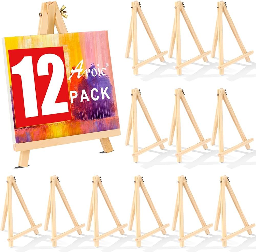 12 Pack 9 Inch Wood Easels, Easel Stand for Painting Canvases, Art, and Crafts, Tripod, Painting ... | Amazon (US)