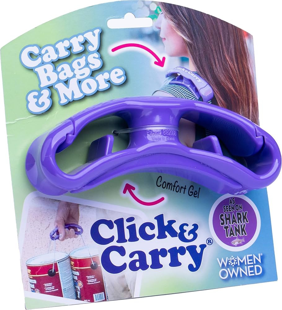 Click & Carry Grocery Bag Carrier, 1 Pack, Purple - As seen on Shark Tank, Soft Cushion Grip, Han... | Amazon (US)