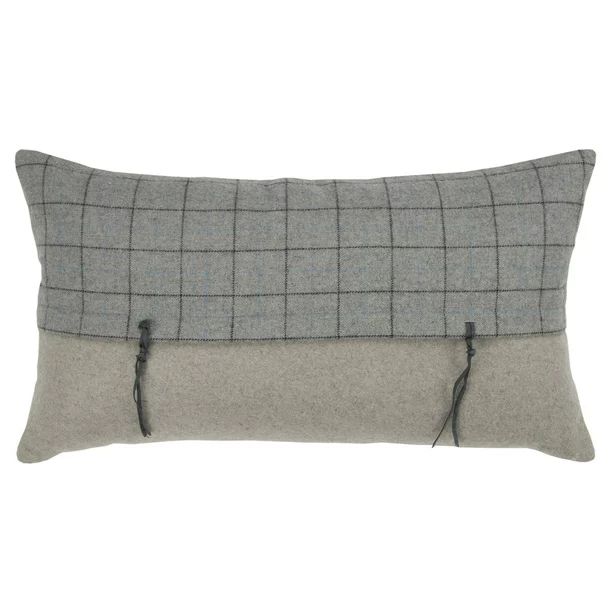 Rizzy Home Decorative Poly Filled Throw Pillow Plaid 14"X26" Gray | Walmart (US)