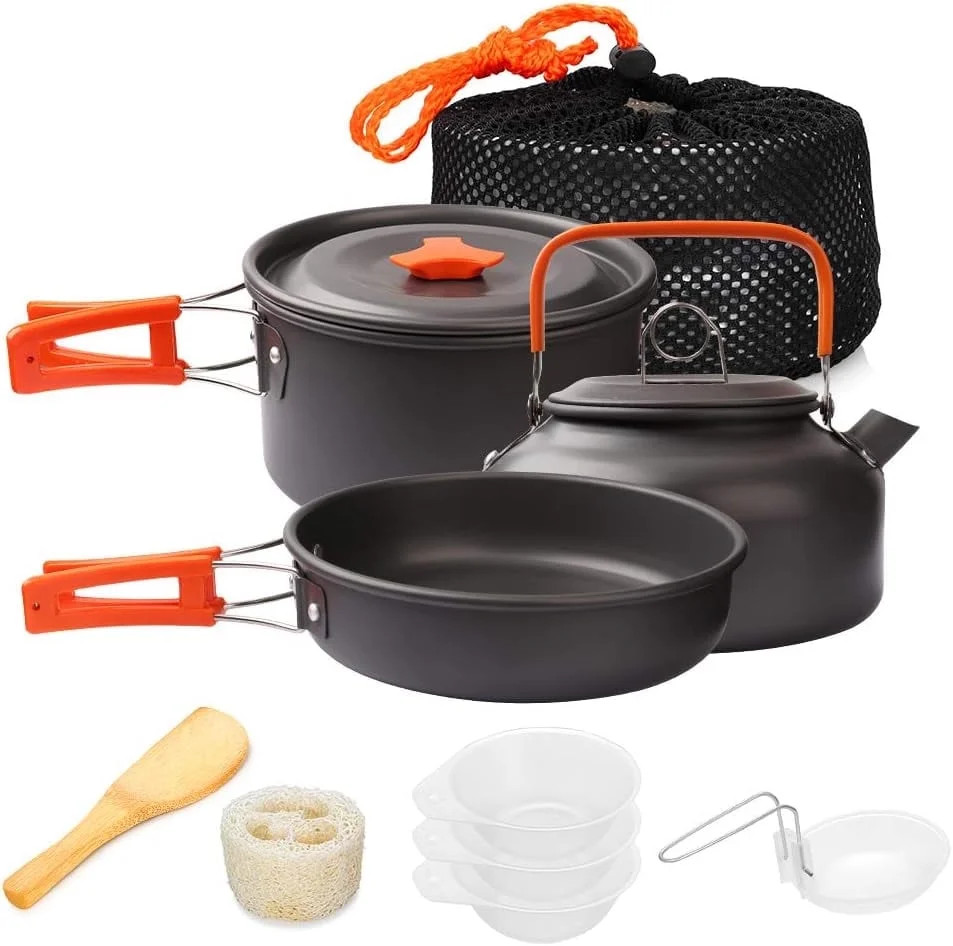 XMZHOU Camping Cookware Set Camping Gear Non-Stick Cooking Equipment Lightweight Stackable Pot Pa... | Walmart (US)