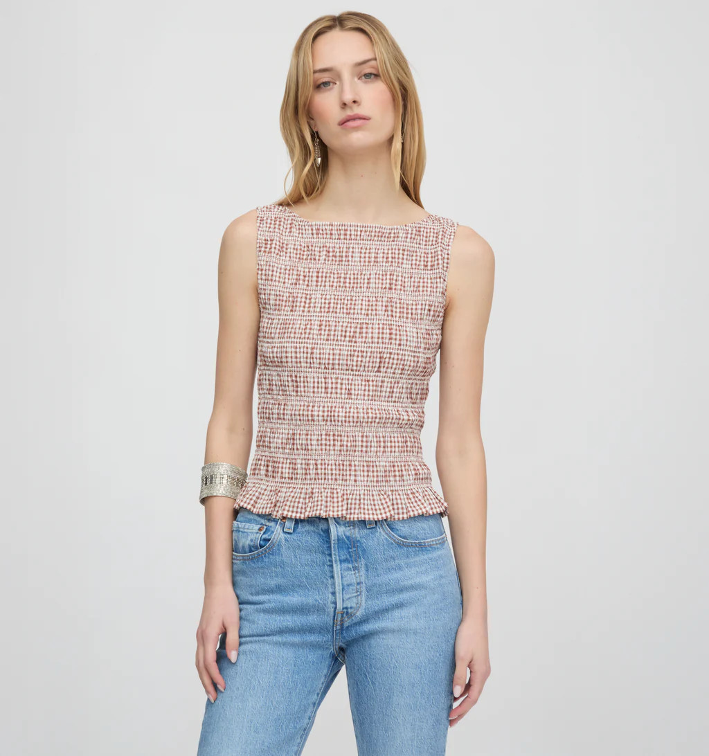 The Phoebe Nap Top - Cognac Gingham | Hill House Home US