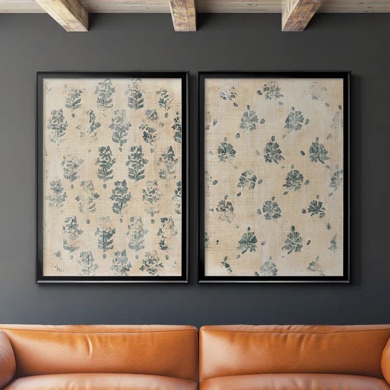 Vintage Blockprint I Framed On Canvas 2 Pieces Print | Wayfair North America