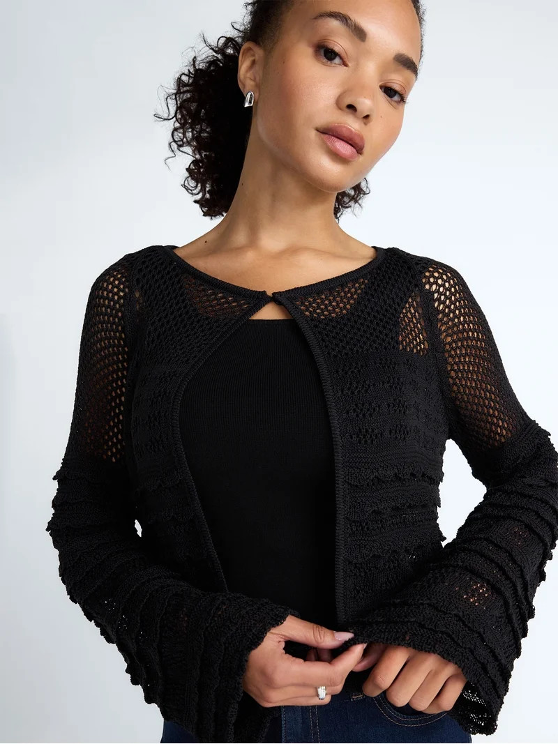 Scoop Women's and Women's Plus Stitch Mix Button Front Cardigan, Sizes XS-4X | Walmart (US)