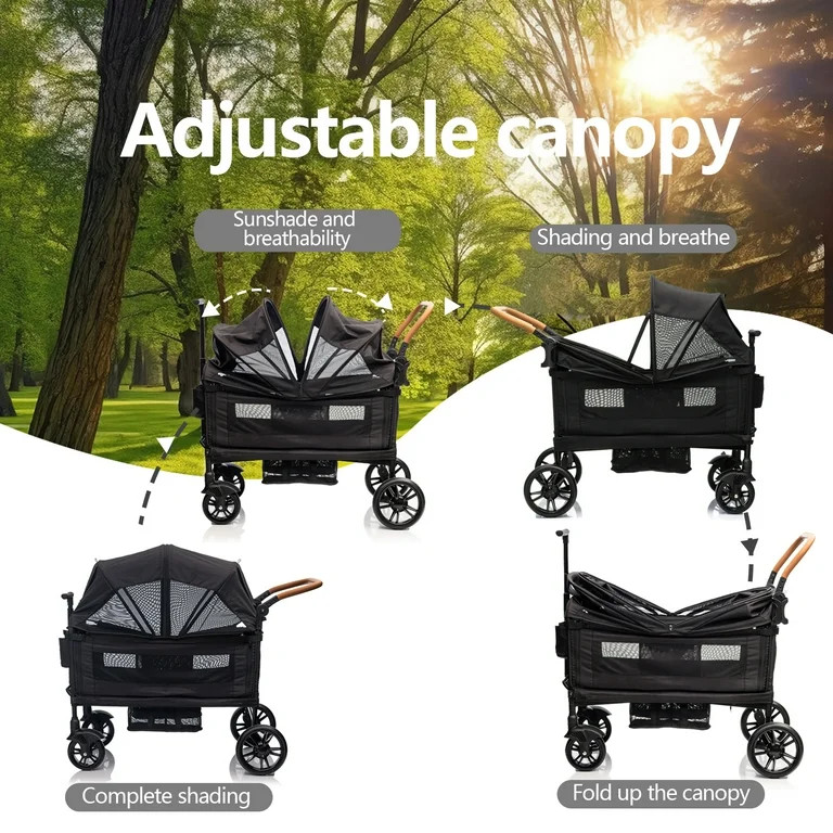 Funyard Wagon Stroller for 2 Kids &Toddler with 5-Point Harness,Adjustable Handle Bar and Canopy,... | Walmart (US)