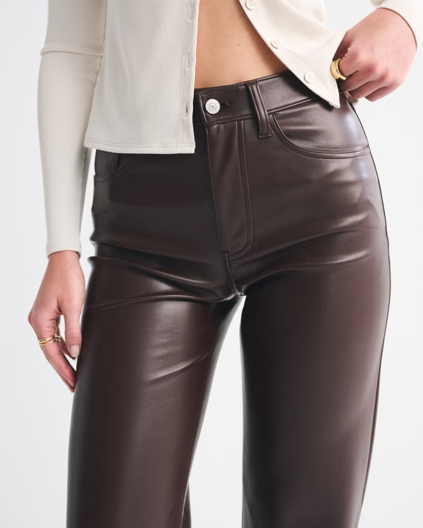 Women's High Rise 90s Relaxed Vegan Leather Pant | Women's Bottoms | Abercrombie.com | Abercrombie & Fitch (US)