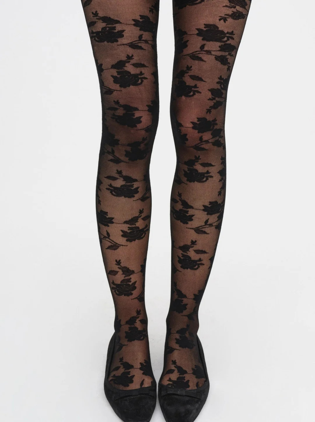 Floral Knit Tights — Black | For Love & Lemons