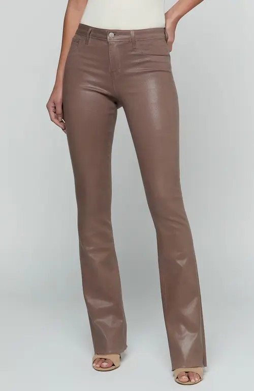 L'AGENCE Ruth Coated High Waist Raw Hem Straight Leg Jeans in Cardamom Coated at Nordstrom, Size 25 | Nordstrom