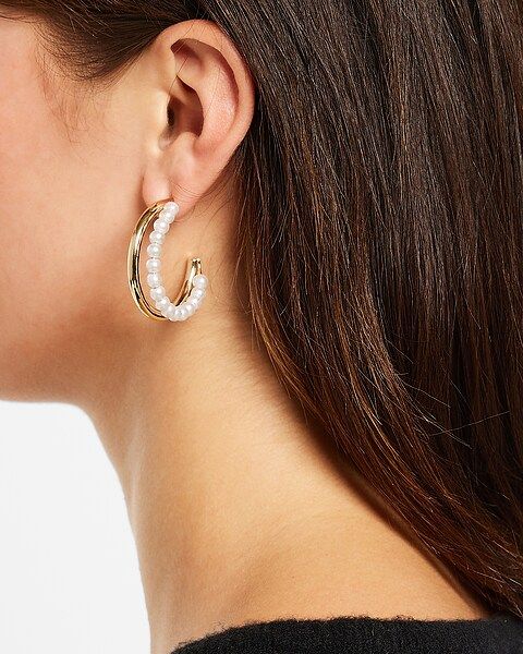 Pearl Tube Hoop Earrings | Express