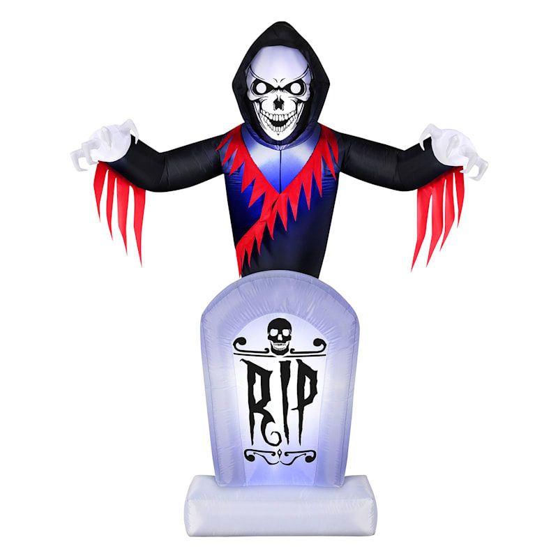 Inflatable Halloween Animated Reaper Behind Tombstone, 8' | At Home