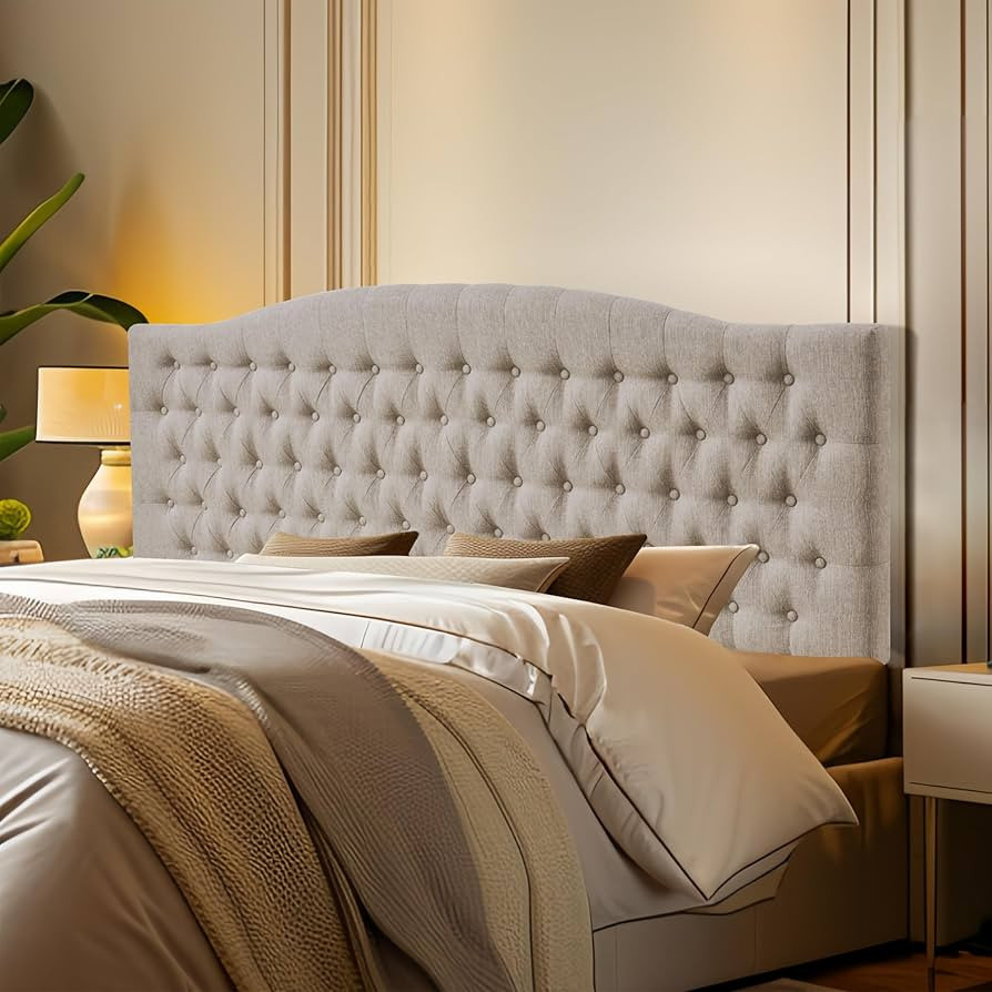 Linen Upholstered Headboard King/Cal King Size Latest Model Wall Mount, Bed Frame Mount, Featurin... | Amazon (US)