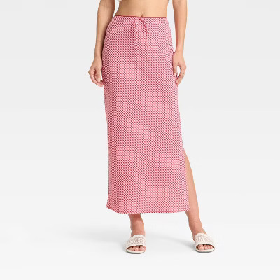 Women's Column Maxi Skirt - Wild Fable™ Red Gingham M | Target
