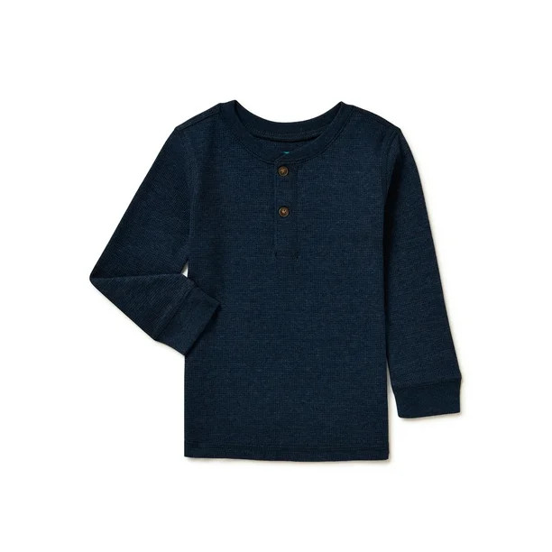 Garanimals Baby and Toddler Boy Waffle Henley Tee with Long Sleeves, Sizes 12M-5T - Walmart.com | Walmart (US)