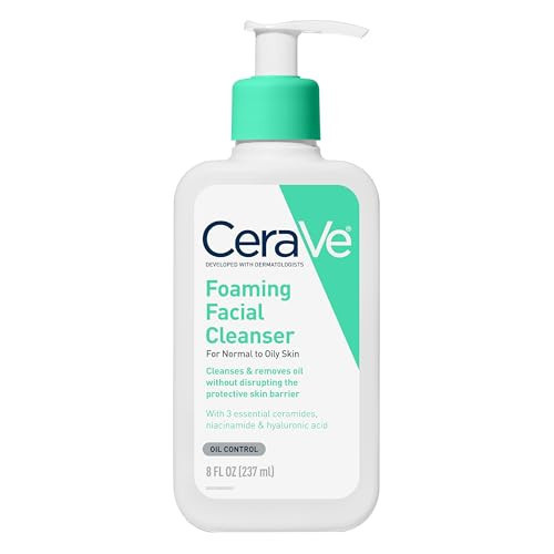 CeraVe Foaming Facial Cleanser, Daily Face Wash for Oily Skin, Hyaluronic Acid + Ceramides + Niacinamide, Fragrance Free & Paraben Free, Non-Drying Oil Control Face Wash, 8 Fluid Ounces | Amazon (US)