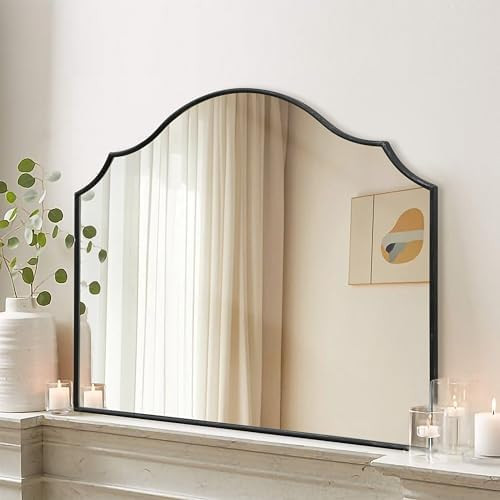 Besdomus Black Scalloped Arched Mirror: 35"x26" Large Modern Wall Mirror - Minimalist Decorative ... | Amazon (US)