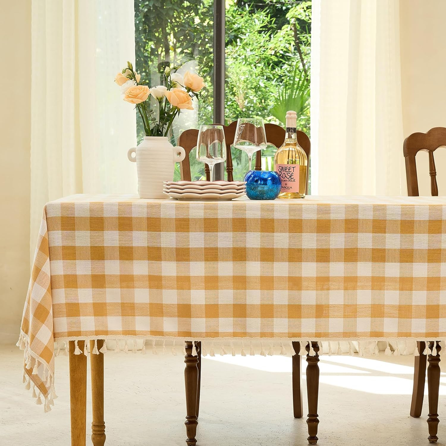 Table Cloth Rectangle Table-Rustic Gingham Tablecloth Buffalo Plaid Table Cloth for Spring Summer... | Amazon (US)