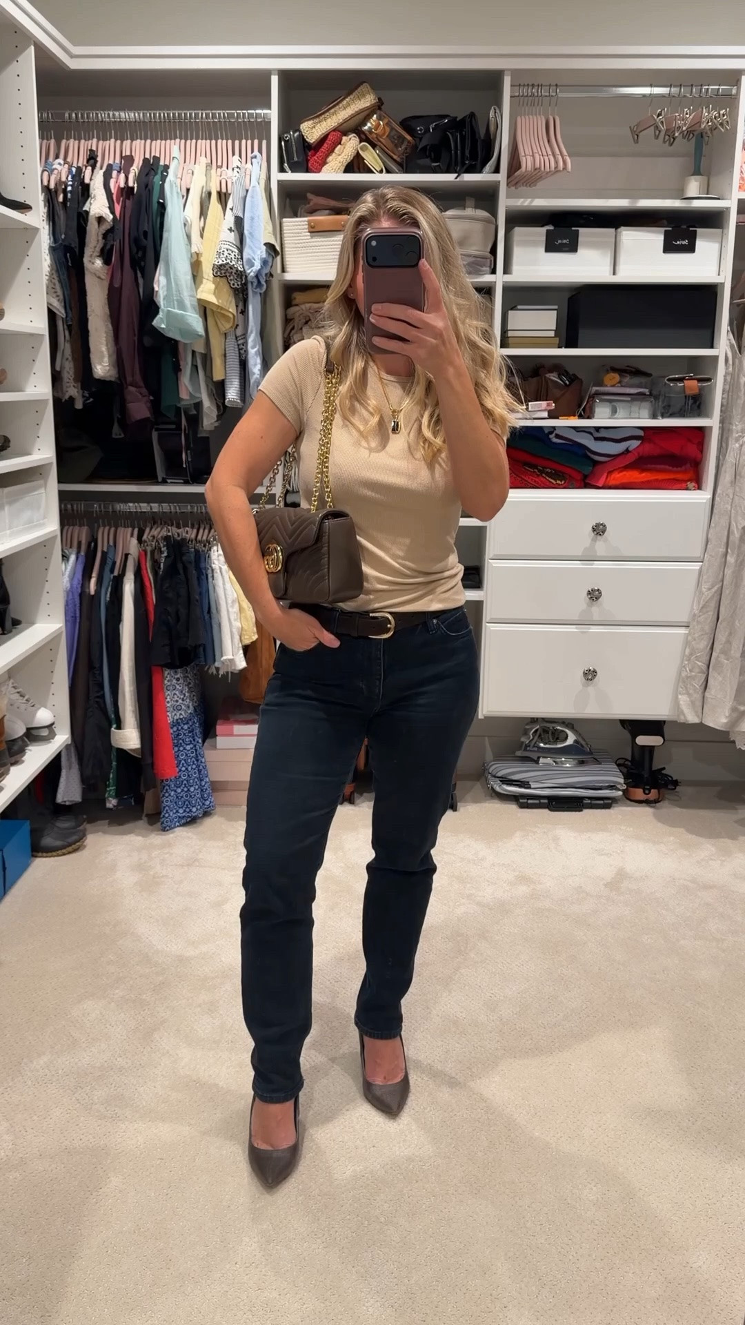 Building a wardrobe you love doesn’t mean you need more clothes. It means choosing versatile pieces that work together effortlessly.

A simple neutral tee, dark denim, a great belt, and chocolate accessories create one of those outfits that always feels polished. These are the pieces I reach for over and over because they make getting dressed easy.

Linking everything I’m wearing (or the closest match) to help you build a wardrobe that works just as hard as you do. 🤎✨

#LTKootd #LTKPetite #LTKWorkwear